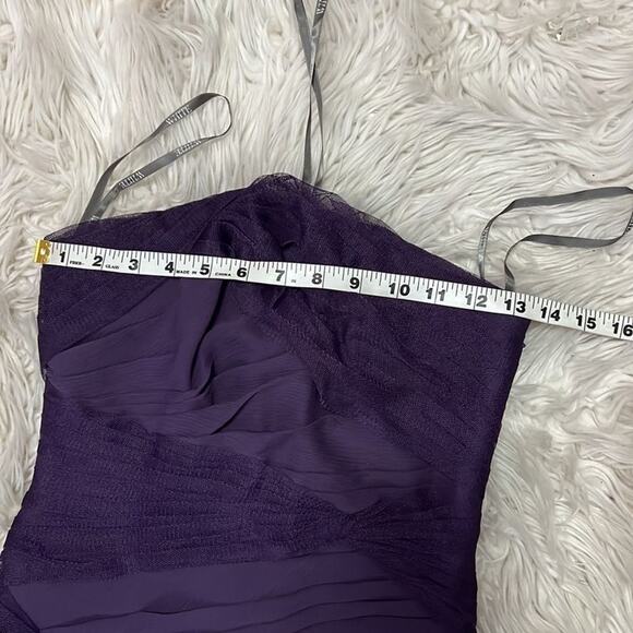 WHITE VERA WANG PURPLE STRAPLESS ELEGANT GOWN WEDDING‎ PROM SIZE 0 - Picture 8 of 9